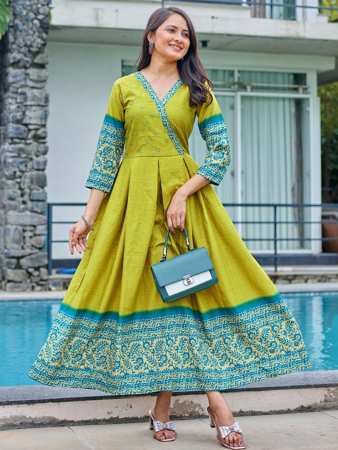 ARADHNA Ethnic Motifs Printed Fit & Flare Maxi Ethnic Dress