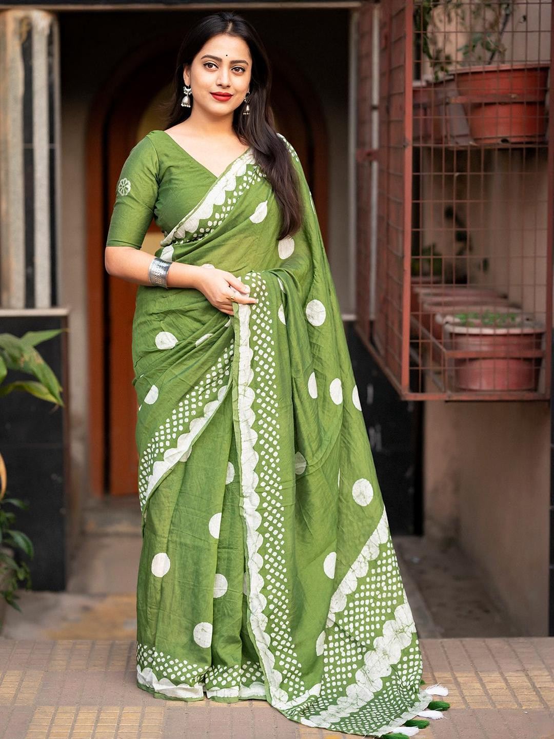 KALINI Polka Dot Designer Chanderi Saree