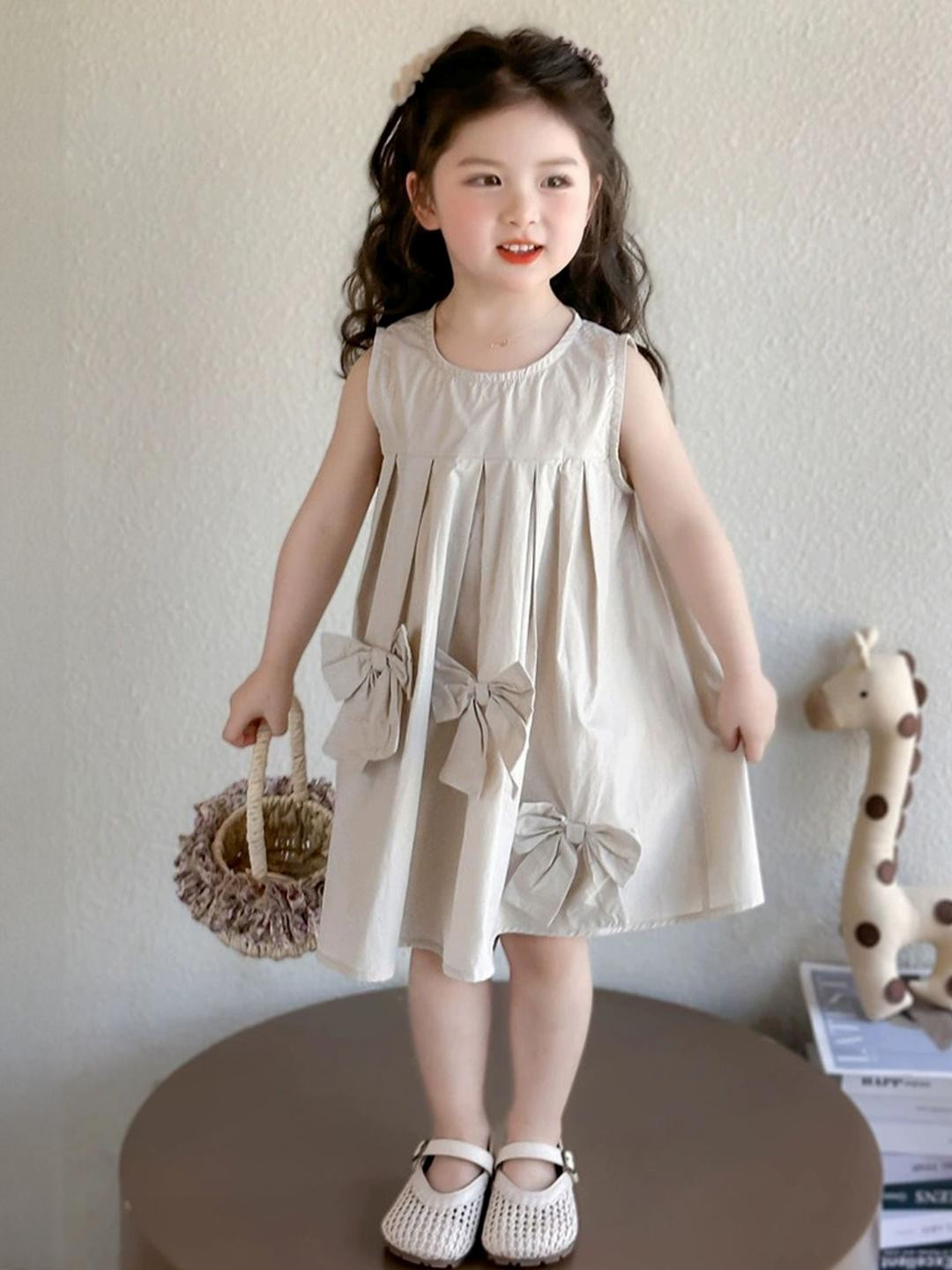 LULU & SKY Girls Empire Dress With Bow Appliques