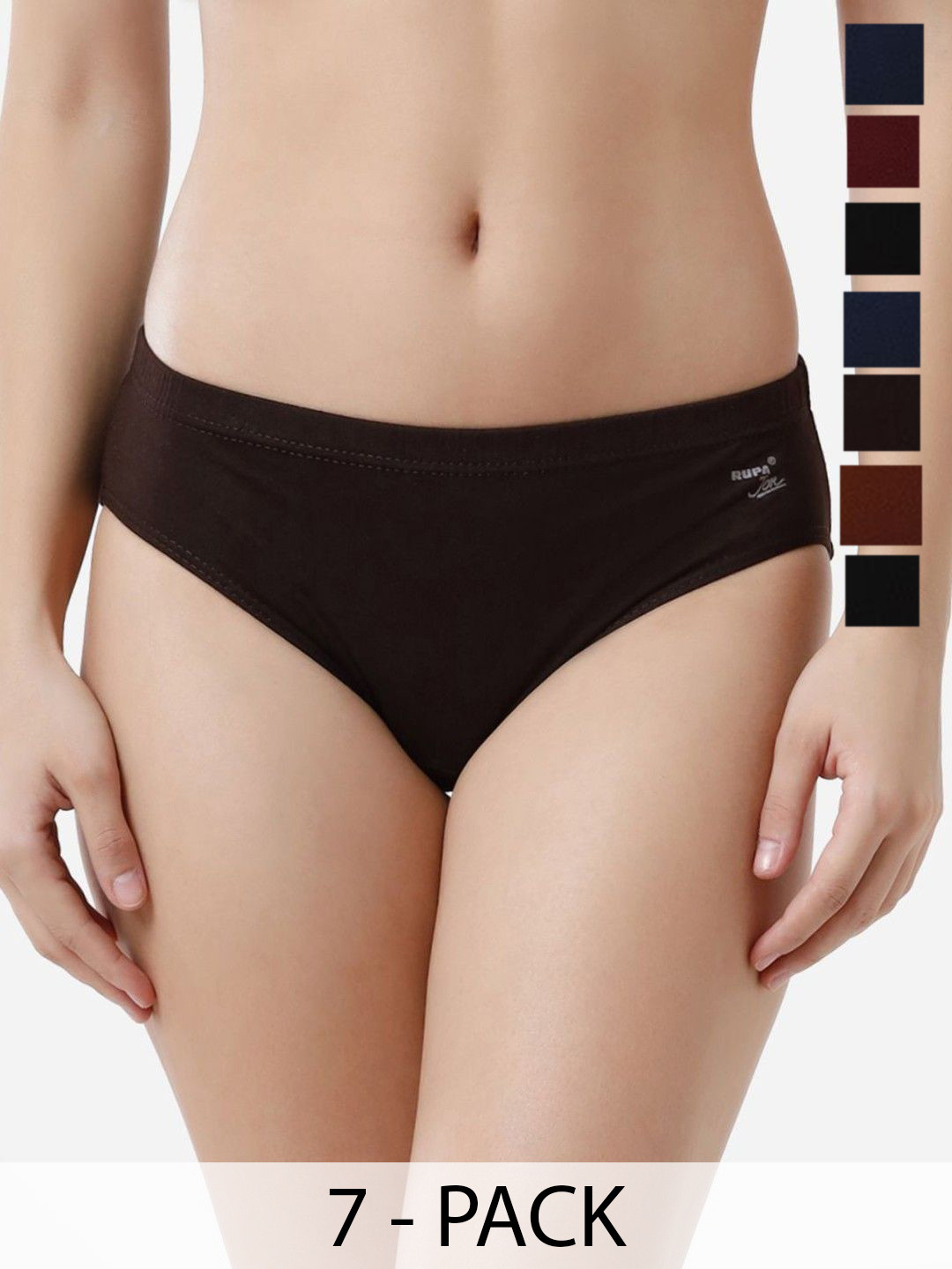 Rupa Jon Pack Of 7 Assorted Mid Rise Briefs Rupa-Jon-Aishwarya-plain-7