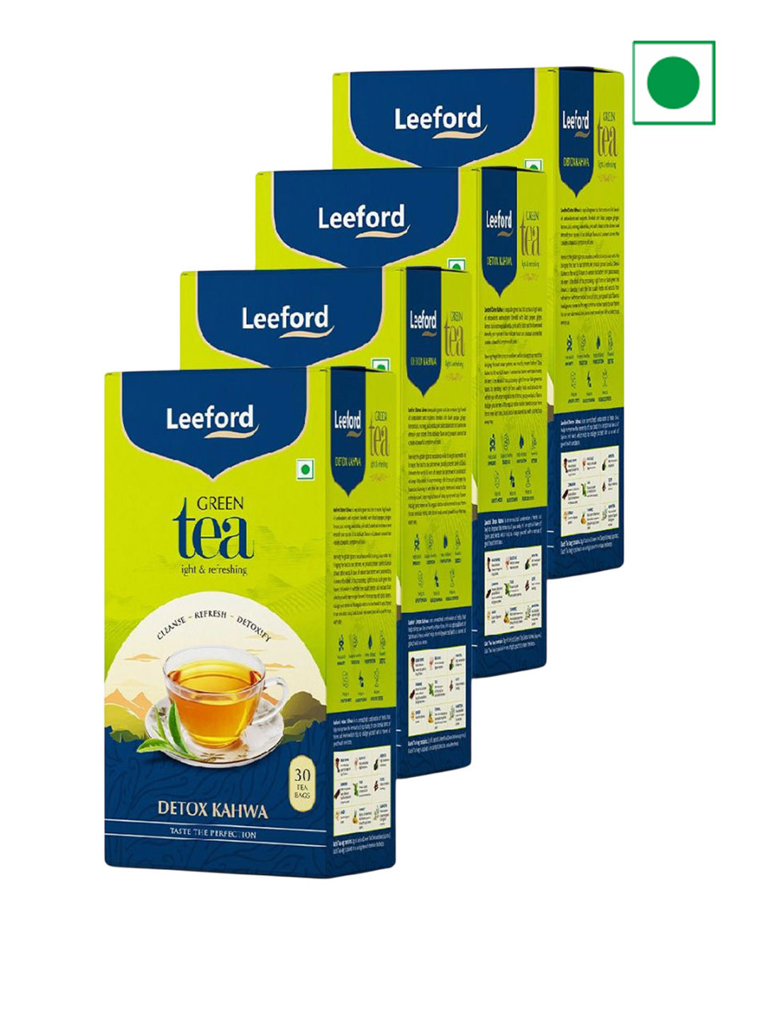 Leeford Pack of 4 Detoxifying Kahwa Green Tea - 30 Teabags