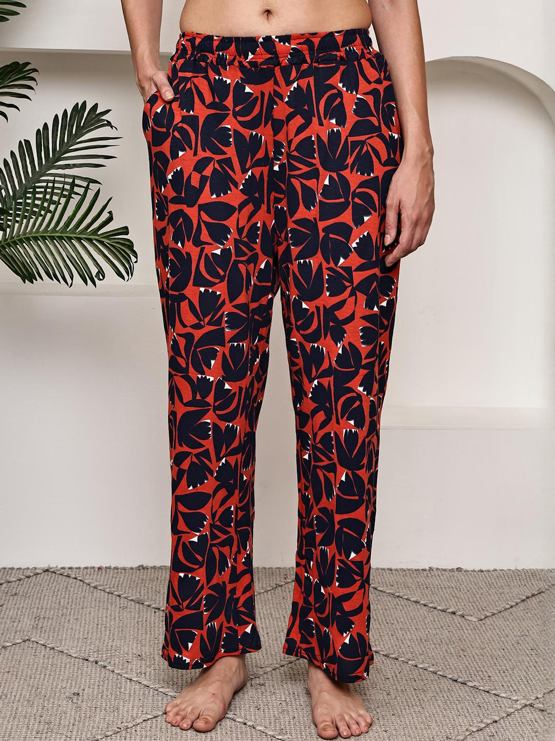 ORANGE BLACK LEAF LOUNGE PANT