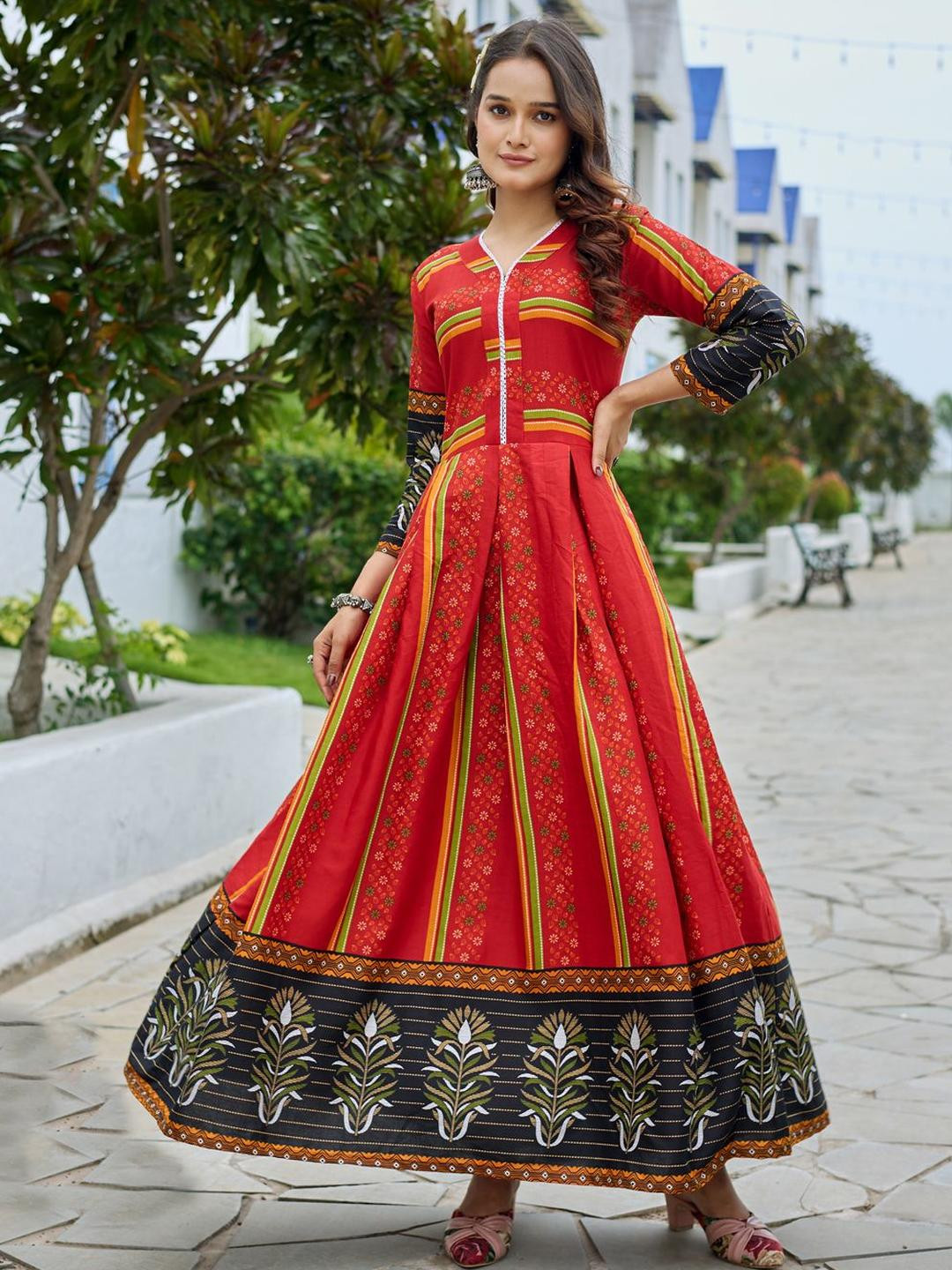 ARADHNA Women Ethnic Motifs Printed Festive Anarkali Kurta