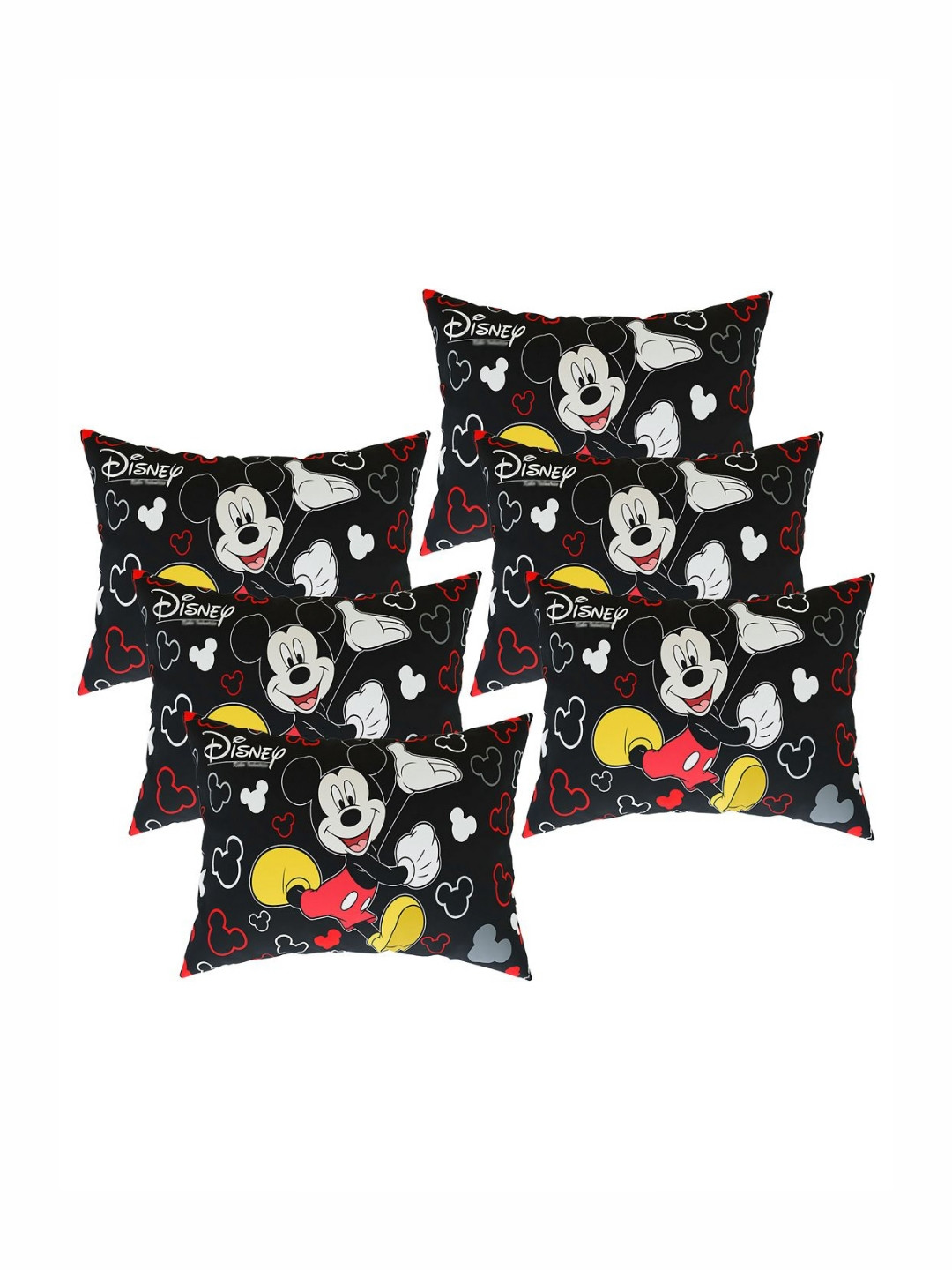 YK Black & White 6 Pieces Printed Jute Silk Rectangle Pillow Covers
