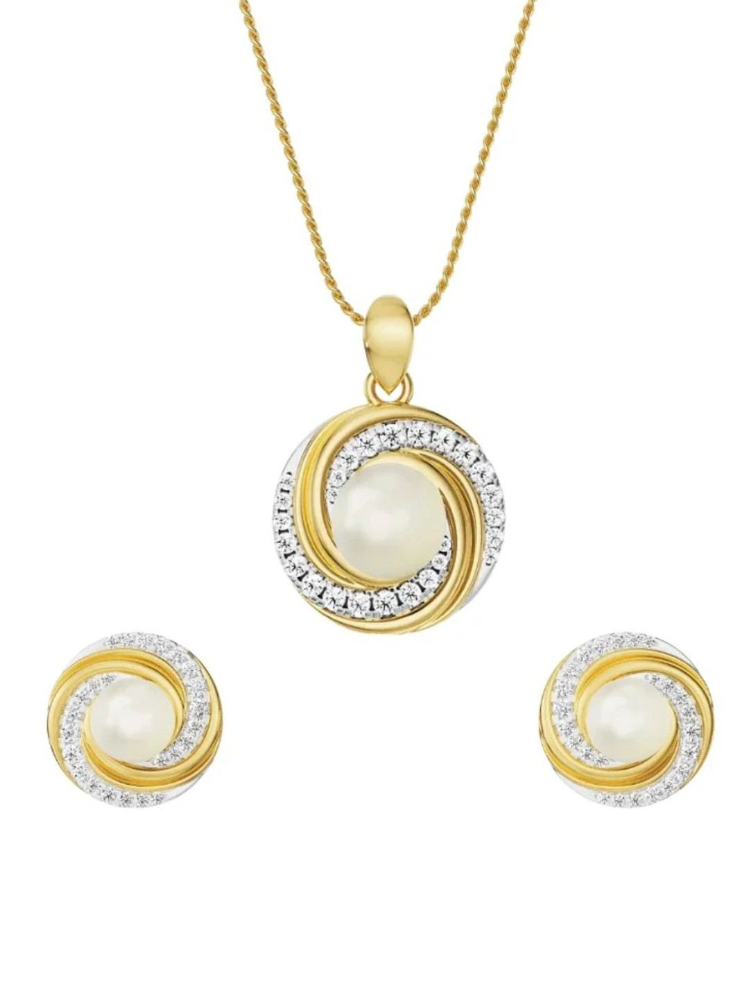 Emori 14KT Diamond Pendant With Earrings