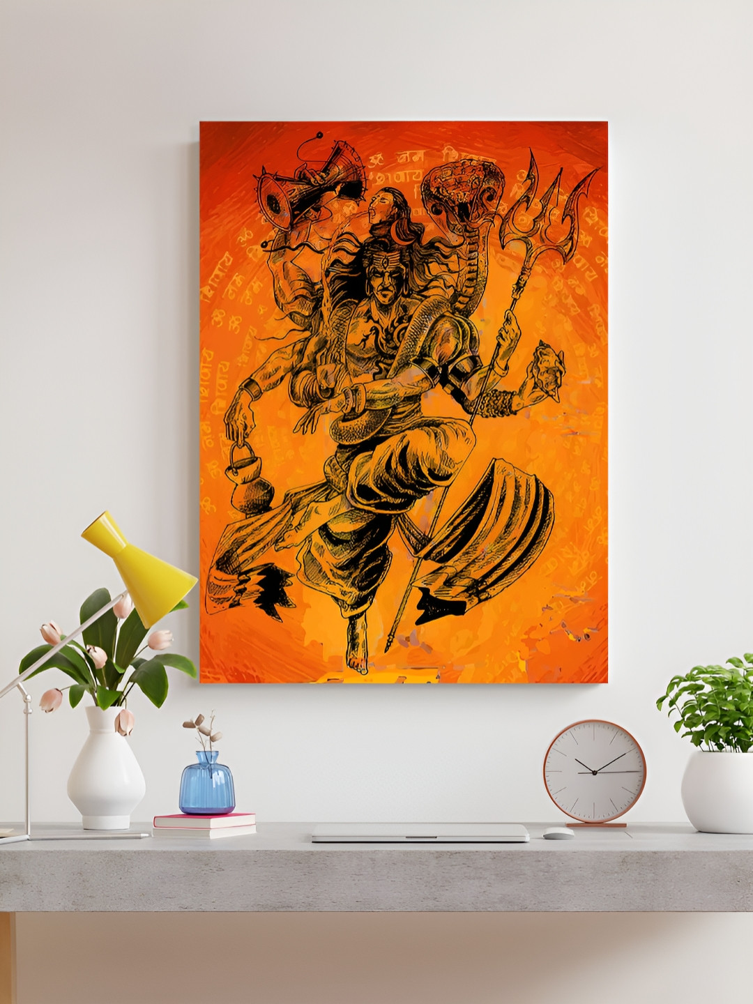 Myntra Elegant Homes Red & Black Lord Shiva Tandav Theme Canvas Wall Art