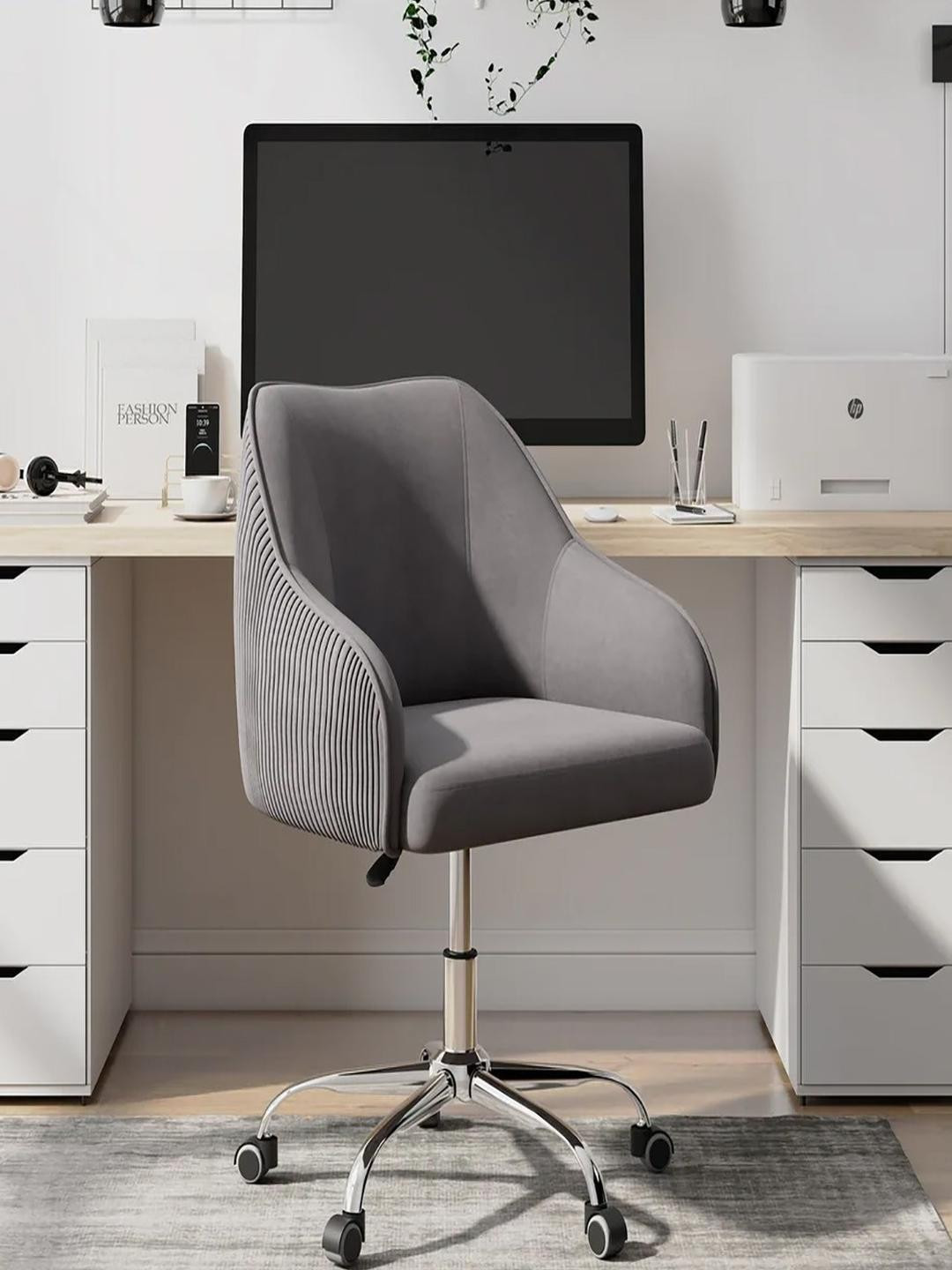Doe Buck Velvet Finish Adjustable Study Chair