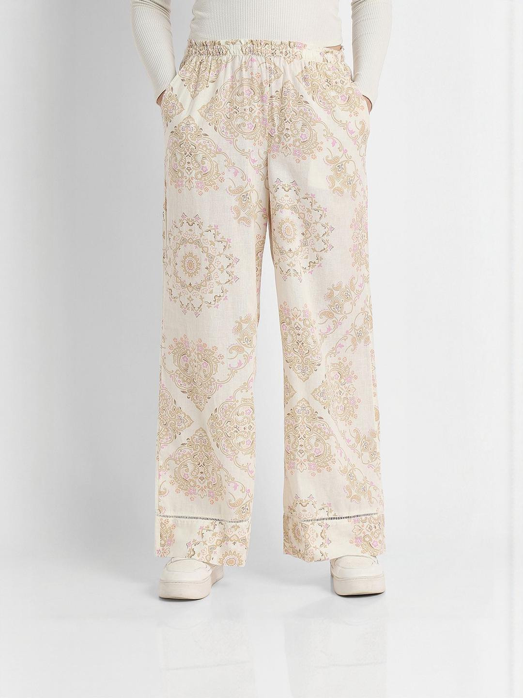 AMERICAN EAGLE OUTFITTERS Women Floral Printed High-Waisted Wide Leg Trousers