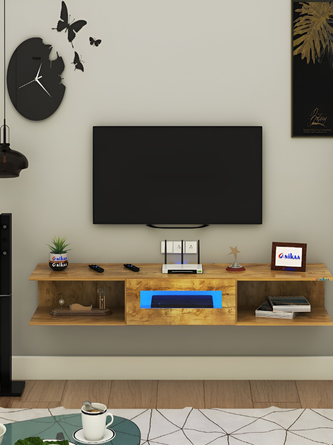 ANIKAA Vetra Yellow Wall Mount Modern TV Unit-1.57 m