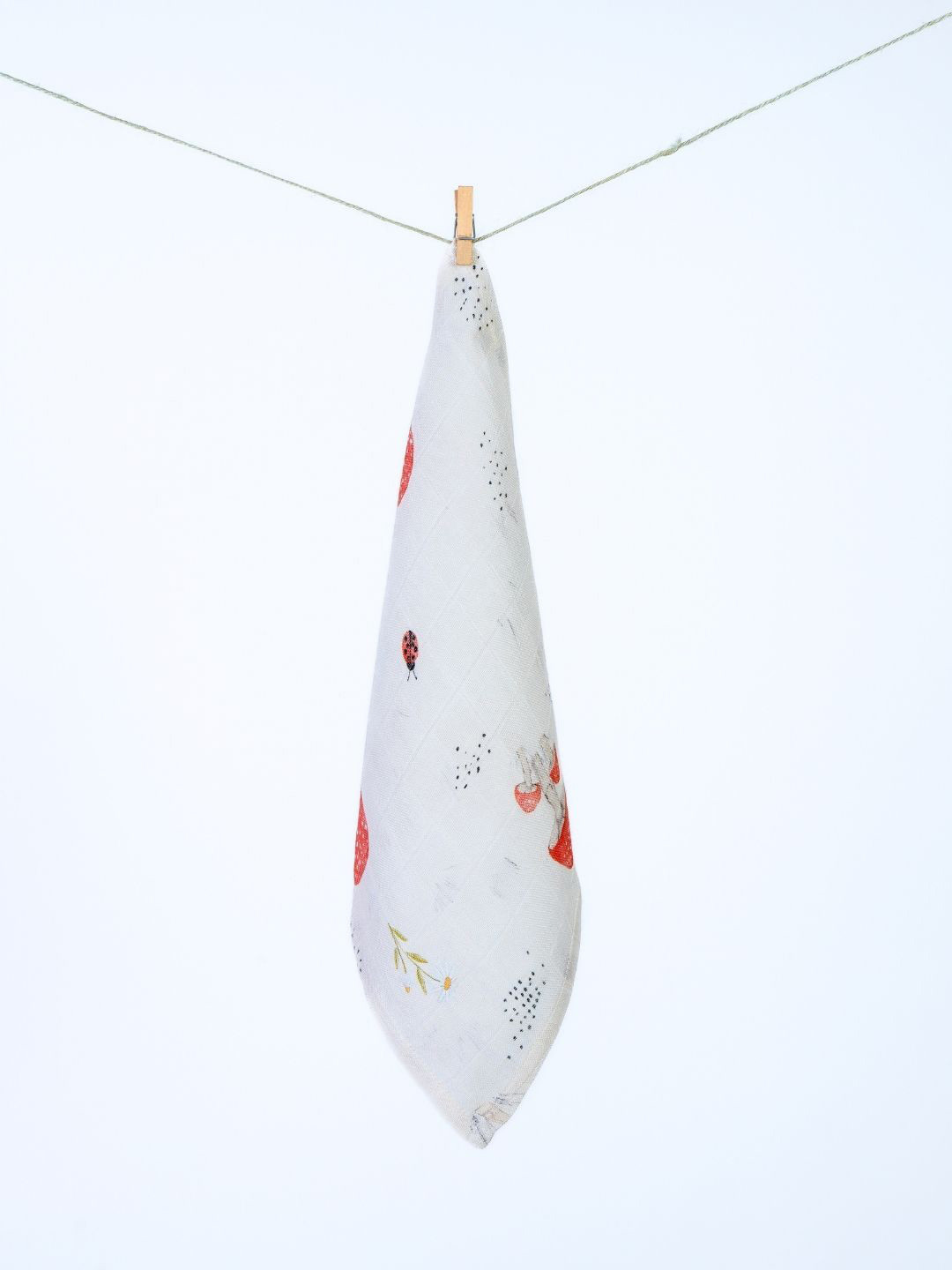 cocoon care Cream-Colored & Red Print Bamboo Cotton Face Towel