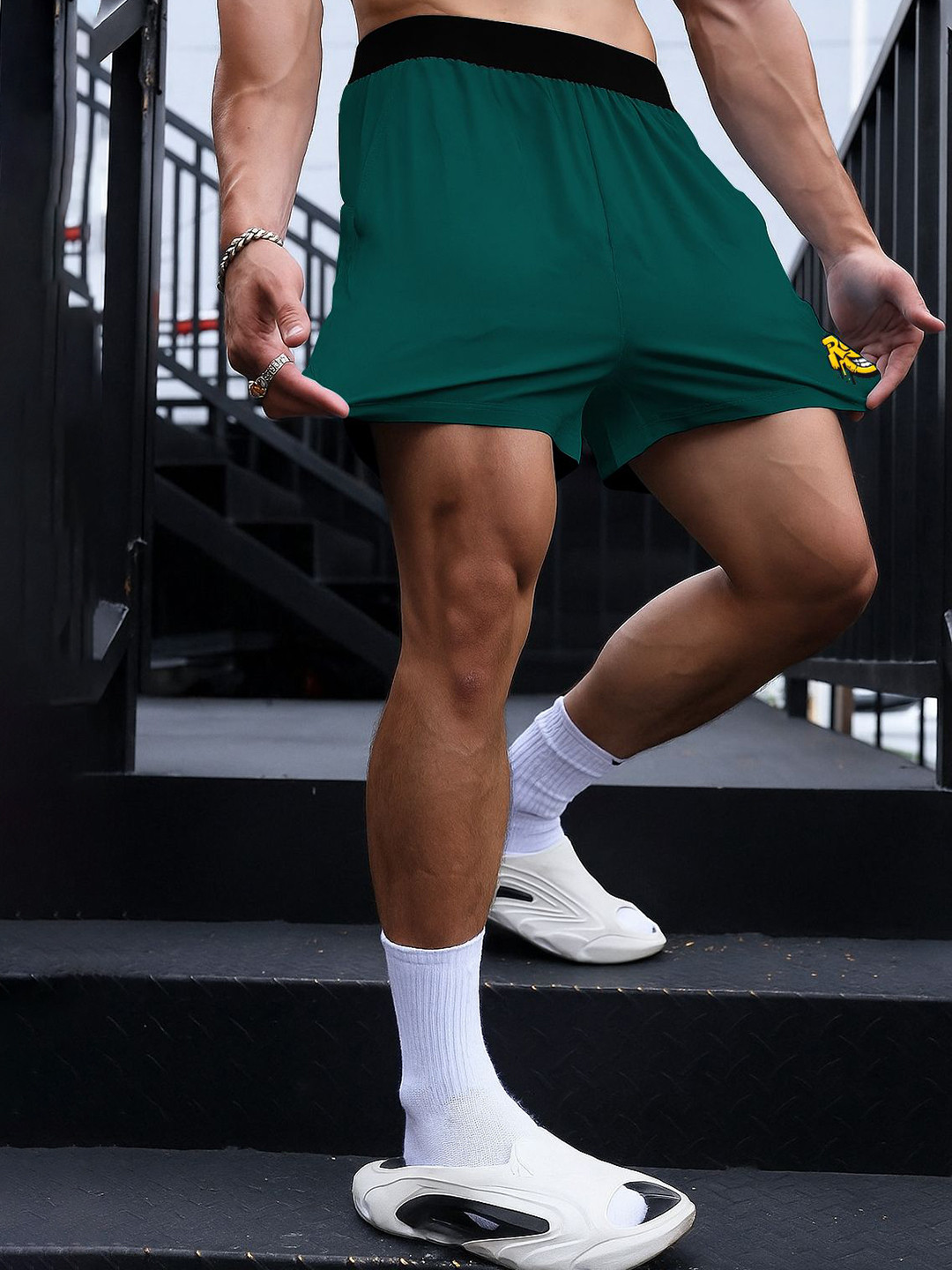 culish Men Graphic Printed Regular Fit Mid-Riseb Running Sports Shorts