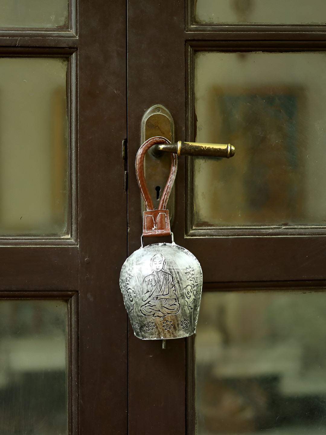 DULI Embossed Buddha Design Metal Cowbell Windchime