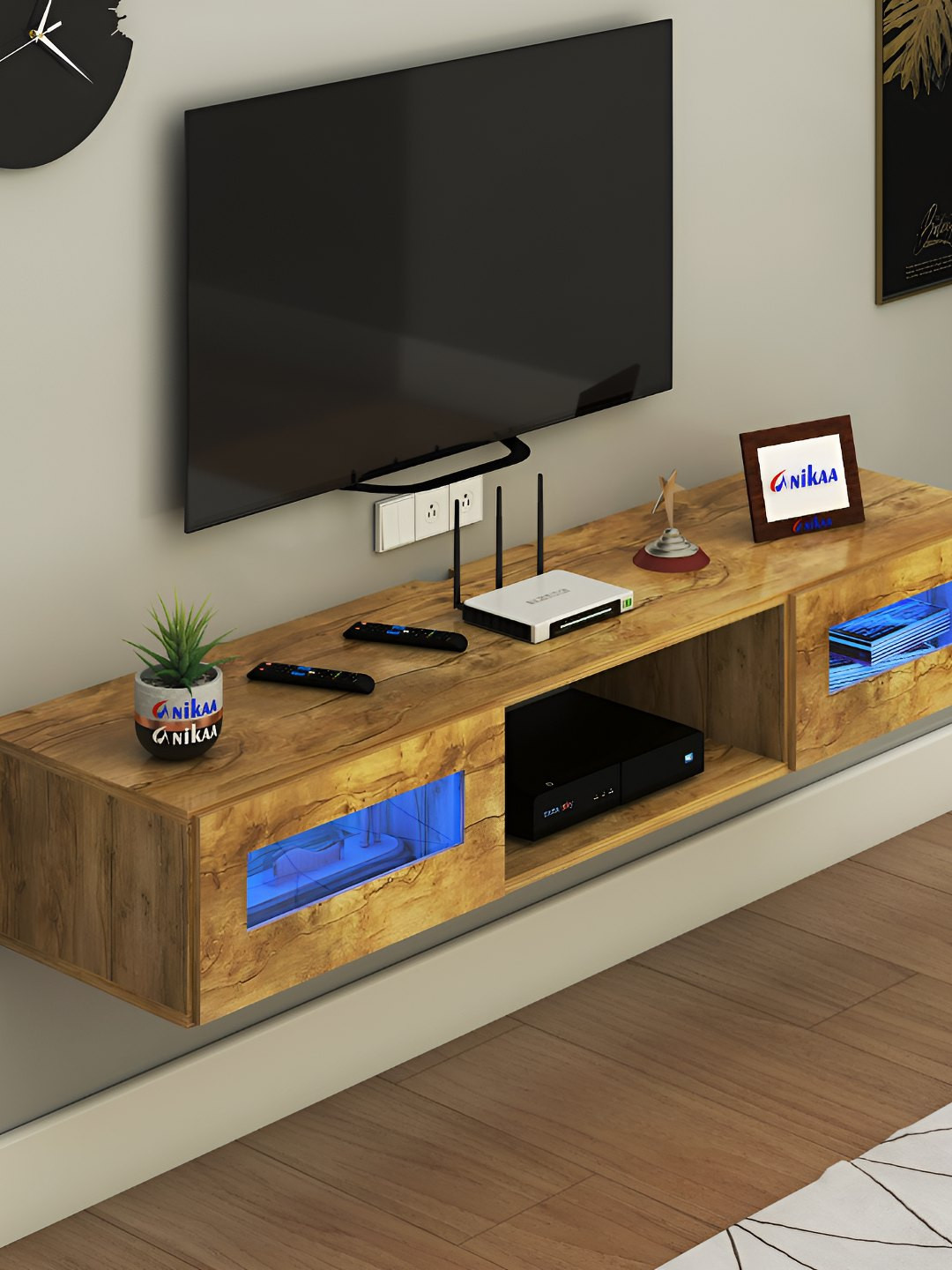 ANIKAA Orilo Yellow Wall Mount Modern TV Unit-1.57 m