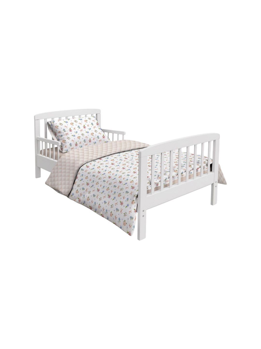 Fancy Fluff Infants Set Of 3 Cream-Colored Printed Pure Cotton Baby Bed Sets