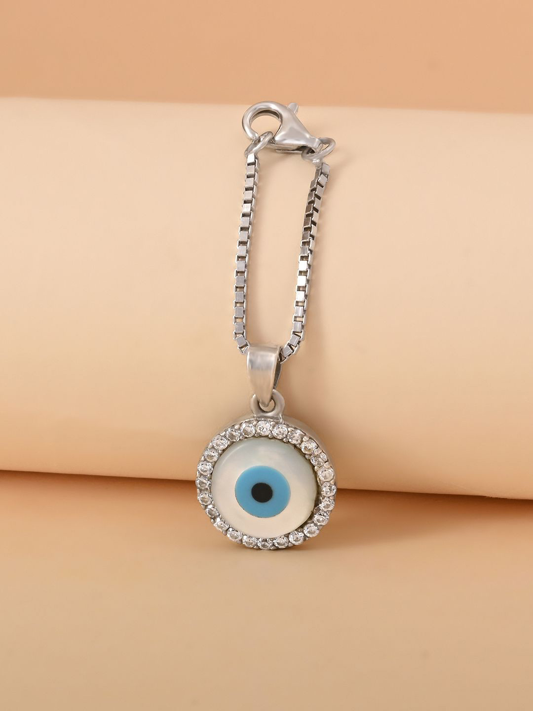 TOUCH925 Pure 925 Silver Stone-Studded Evil Eye Watch Charms