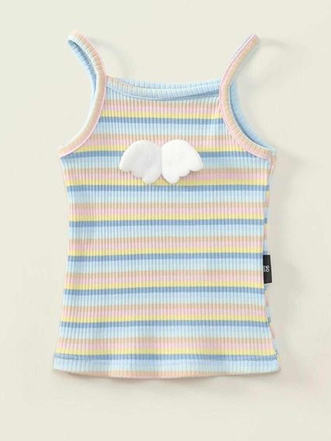 LULU & SKY Girls Striped Floral Applique Fitted Cami Top