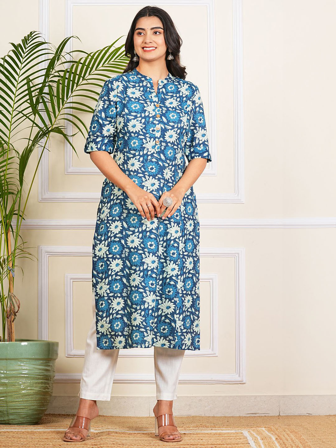 Krati Creations Women Floral Printed Cotton Kurta
