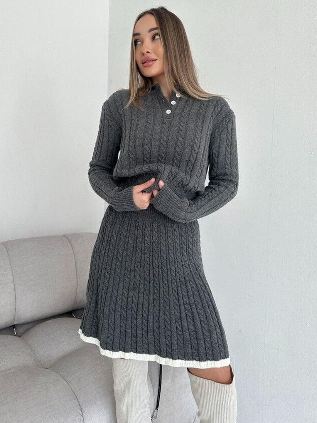 bebe Polo Collar Neck Sweatshirt With Skirt Co-Ords