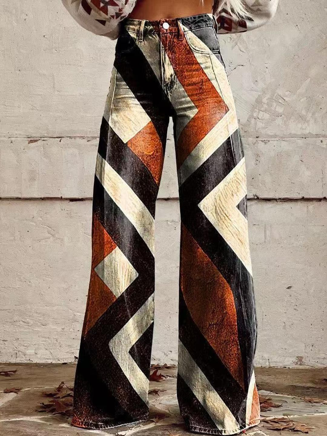 StyleCast Women Wide Leg Mid-Rise Printed Jeans
