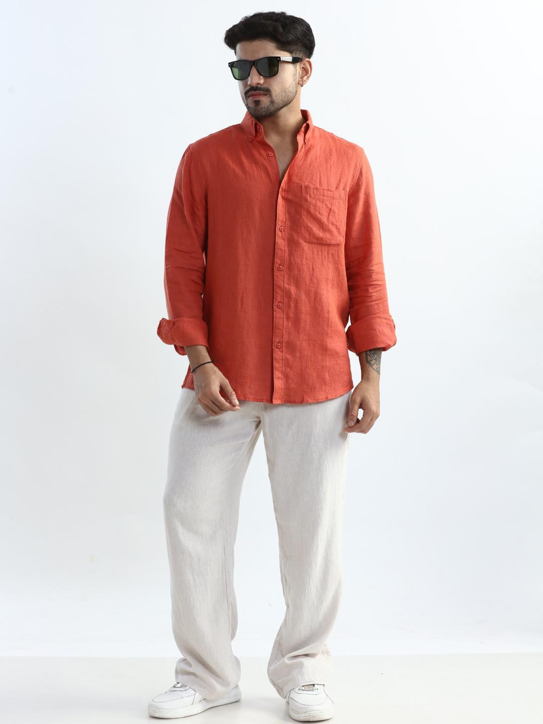 XKIND Linen Button-Down Collar Comfort Casual Shirt