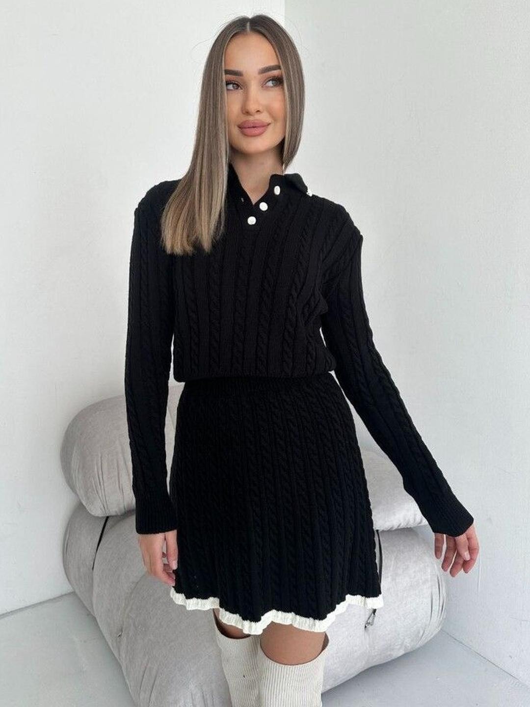 bebe Polo Collar Neck Sweatshirt With Skirt Co-Ords