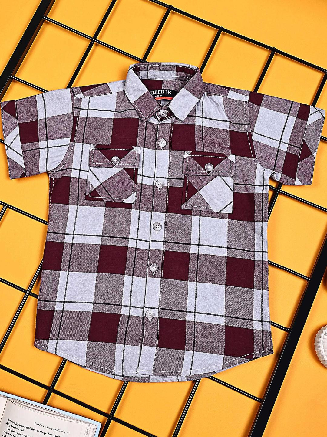 Killer Boys Classic Fit Buffalo Checked Spread Collar Cotton Casual Shirt