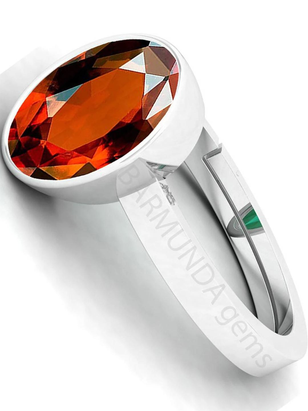 Barmunda Gems Brass Silver Toned Finger Ring with Stone