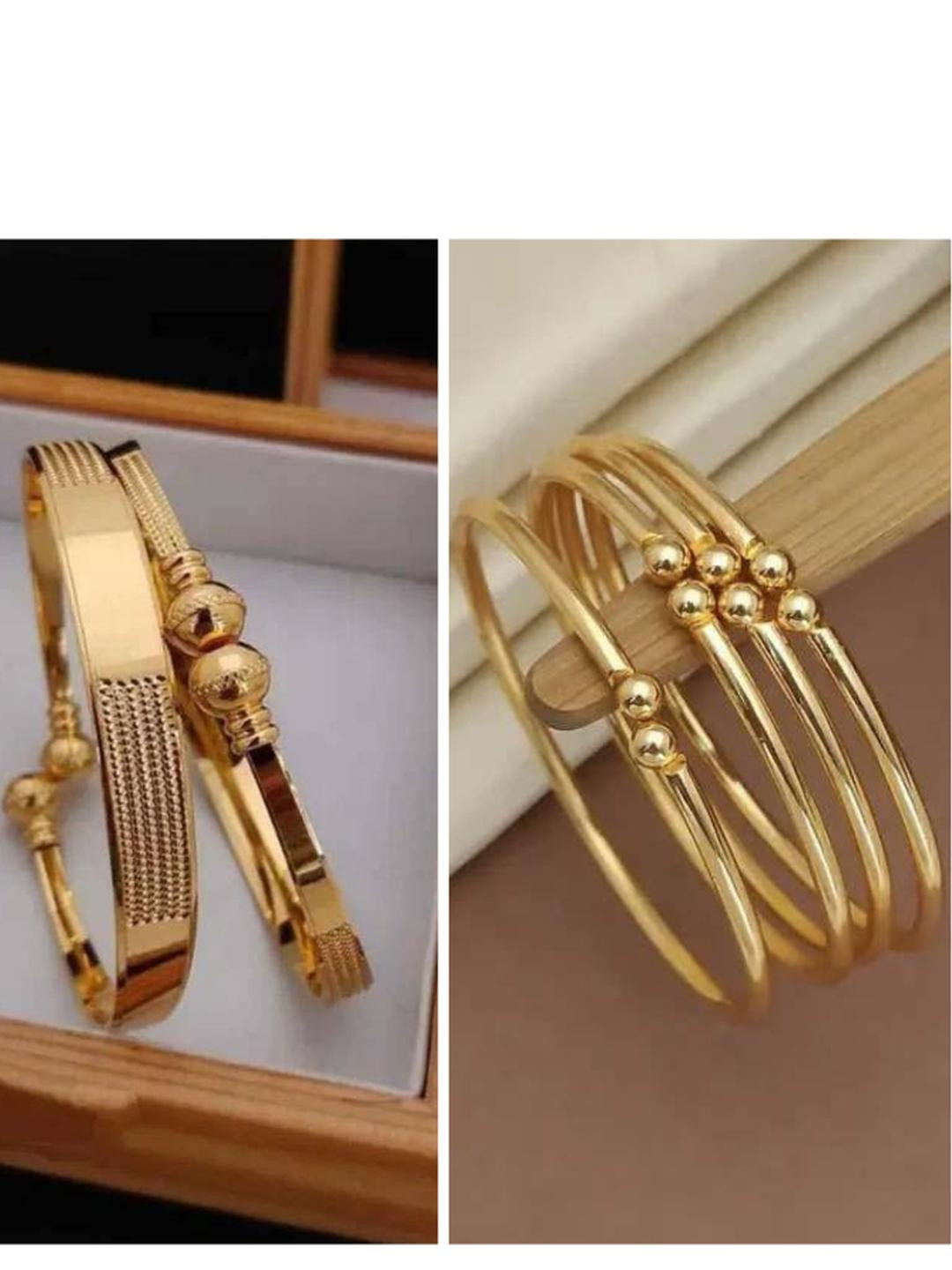 Anouk Pack of 2 Brass Gold-Plated Adjustable Floral Bangles for Women