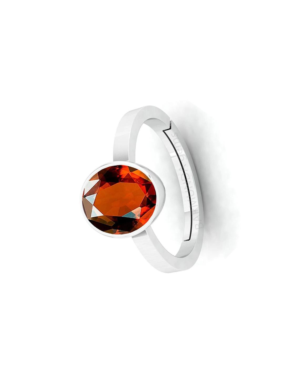 Barmunda gems Men Brown Oval Silver-Plated Artificial Stones Brass Ethnic Finger Ring