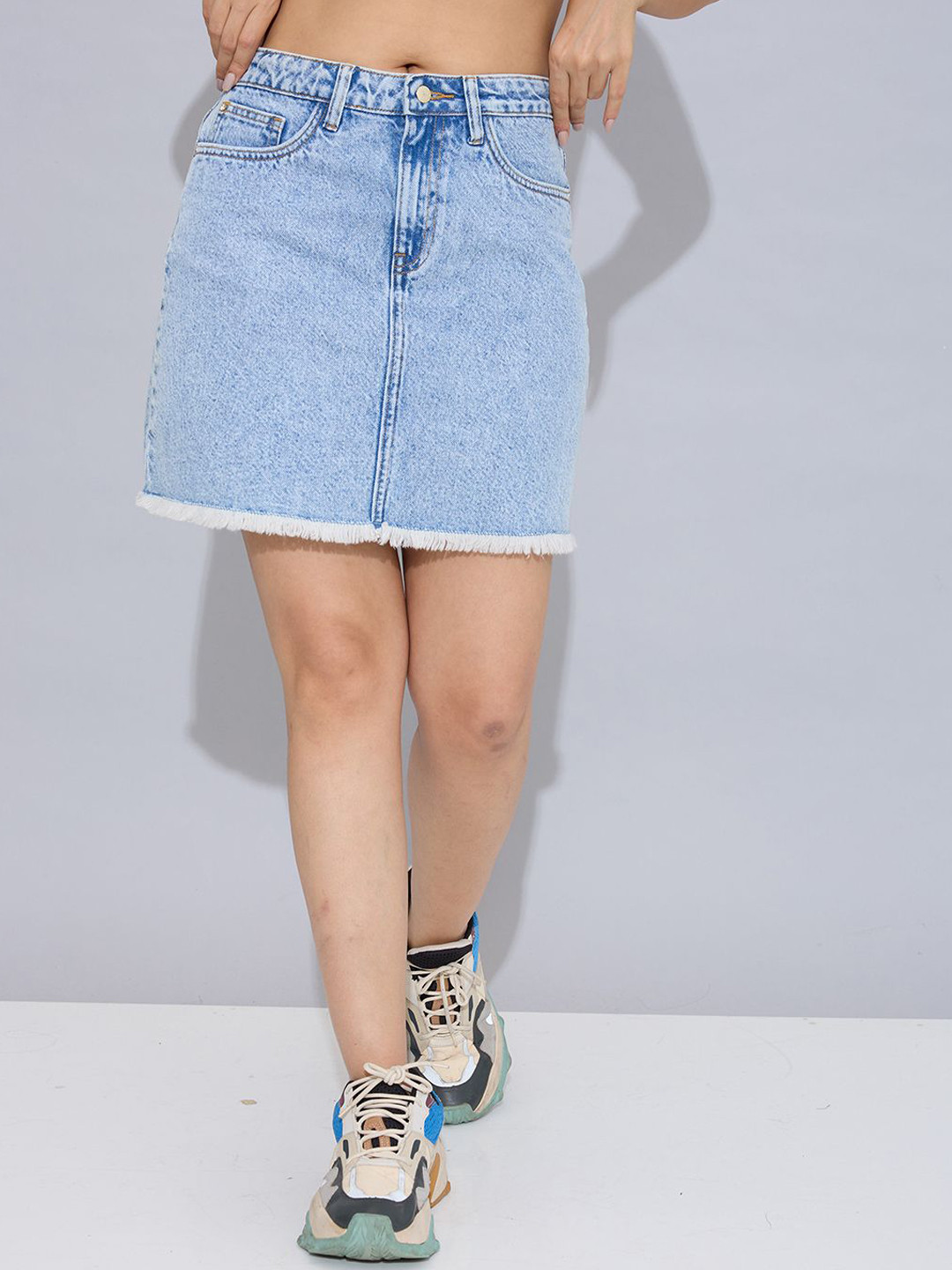 STORMY JEANS Pure Cotton A-Line Mini Skirt