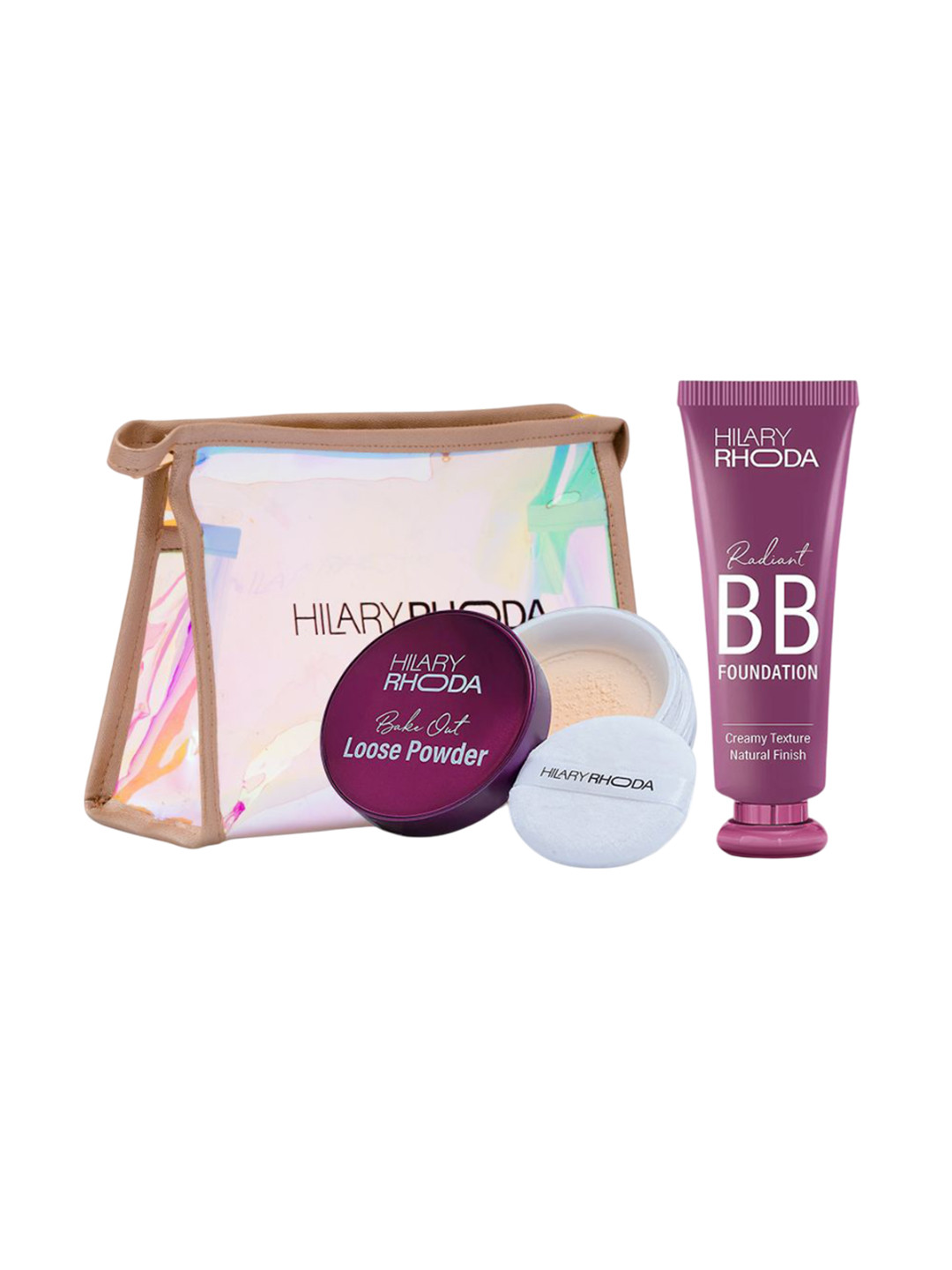Hilary Rhoda Set Of 2 Bake Out Loose Powder-10 g & Radiant BB Cream-60 g With Pouch