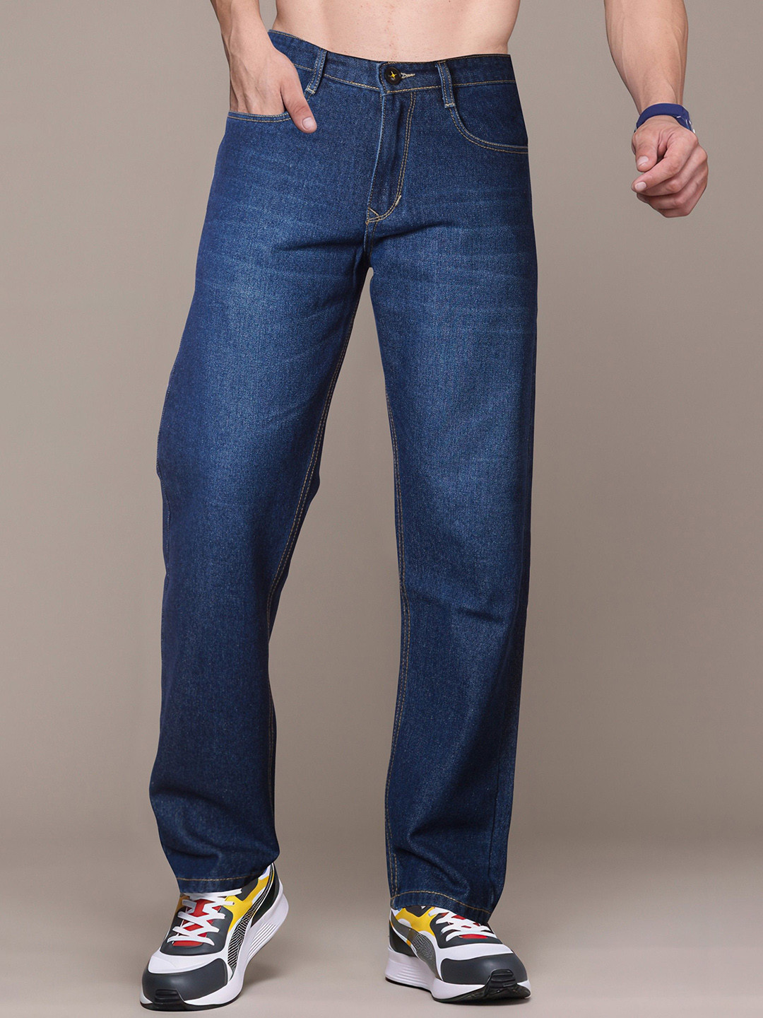 RIG BONE Men Loose Baggy Mid-Rise Light Fade Jeans