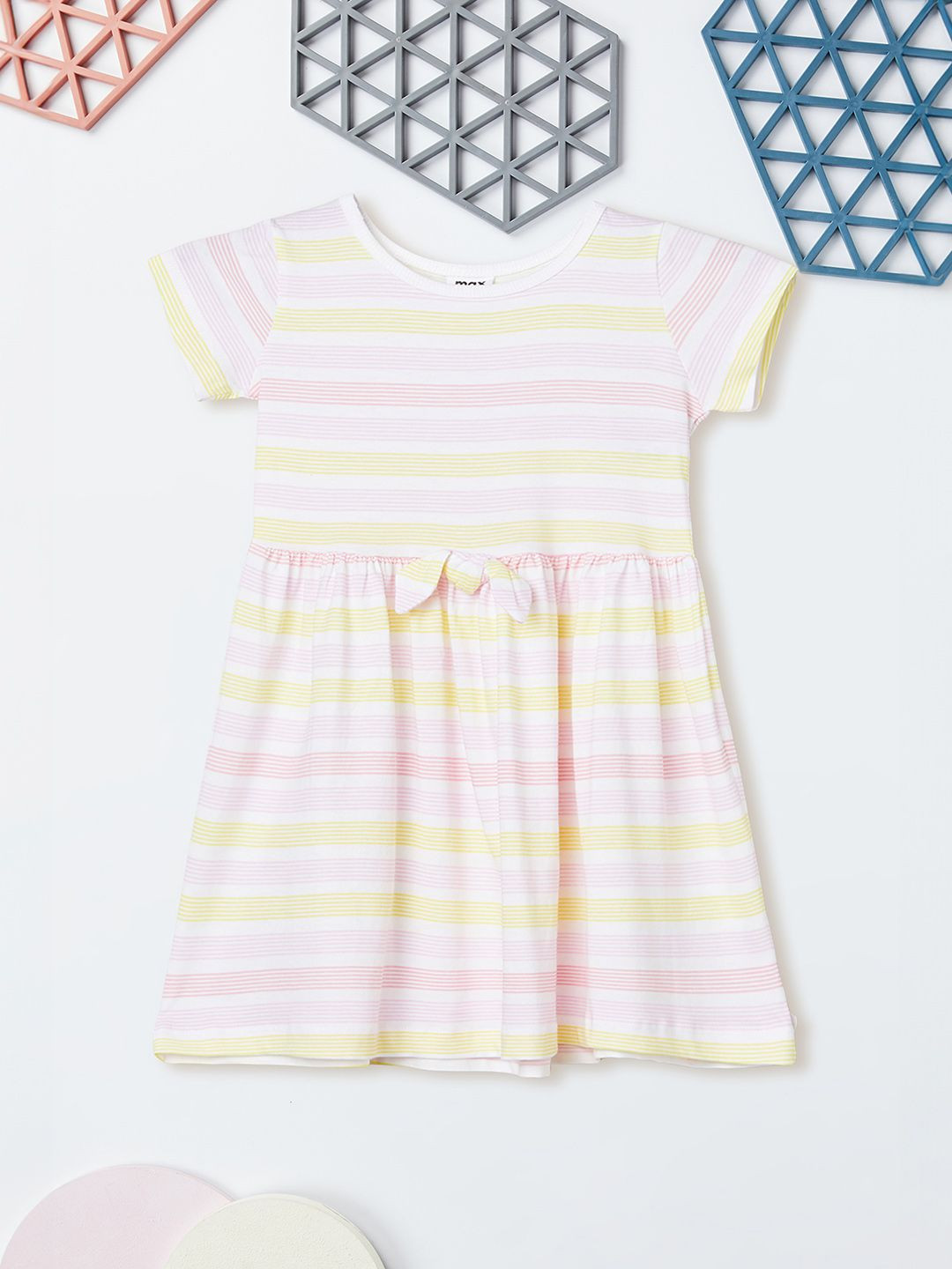 max Girls Striped Bow Candy Stripes Fit & Flare Dress