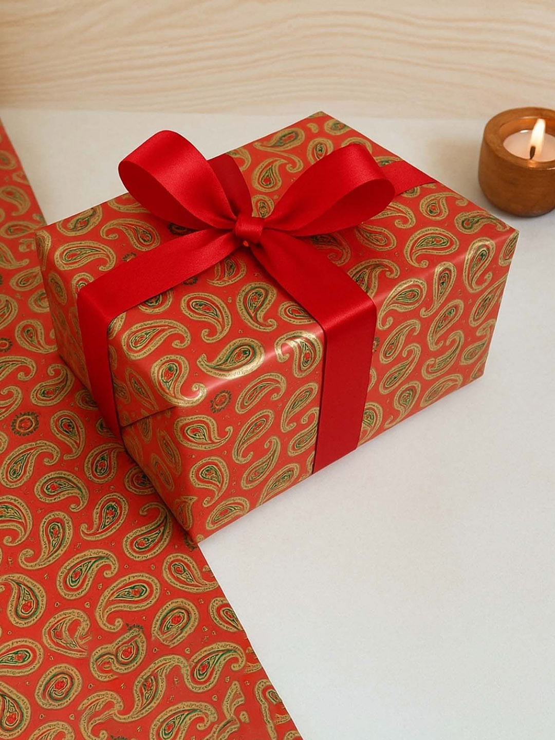 La Trove Vintage Paisley Red Wedding Birthday Packing Paper Stationery