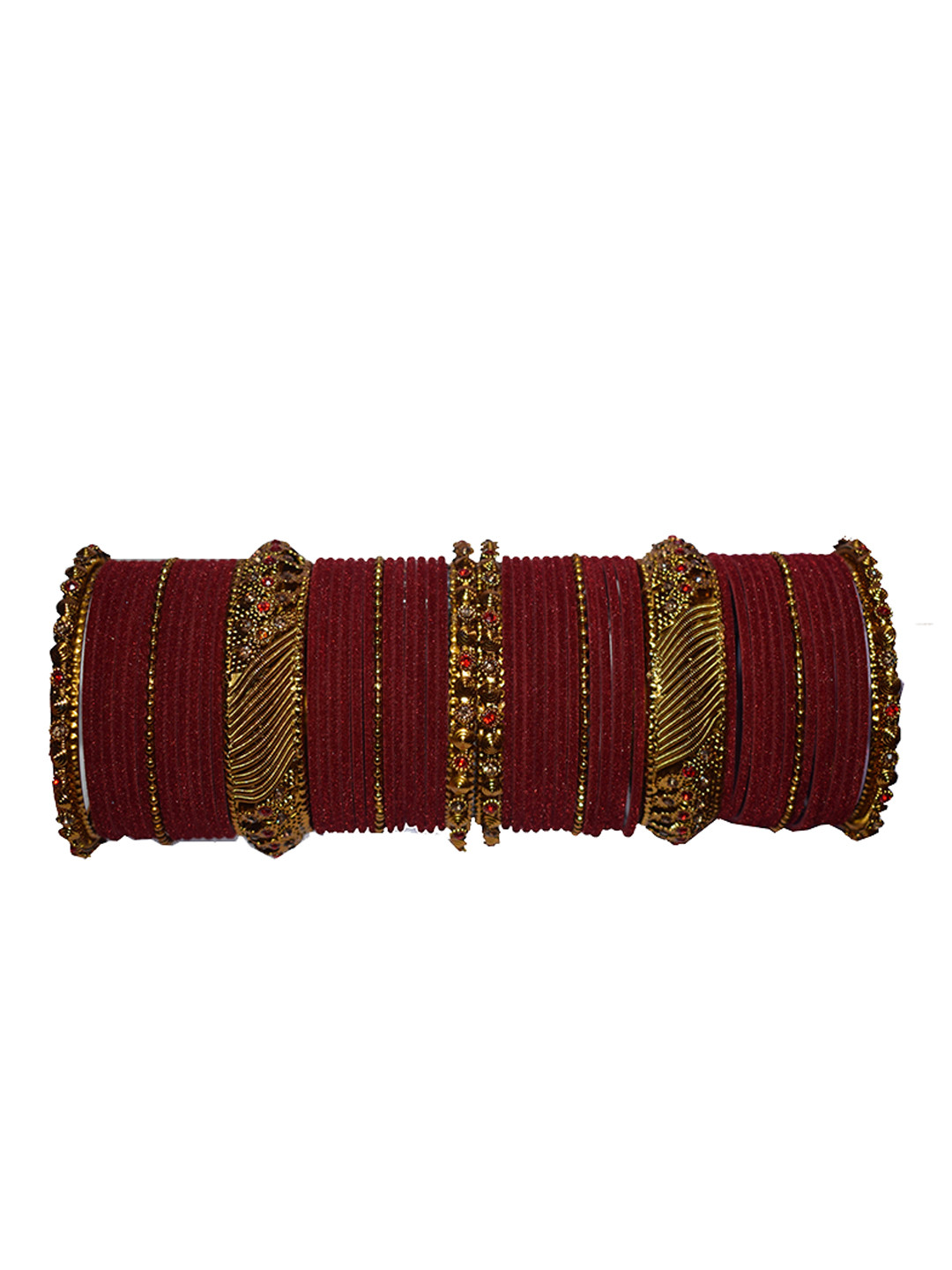 ADVANCE KANGAN Set Of 58 Gold Plated & Zircon Studded Bangle