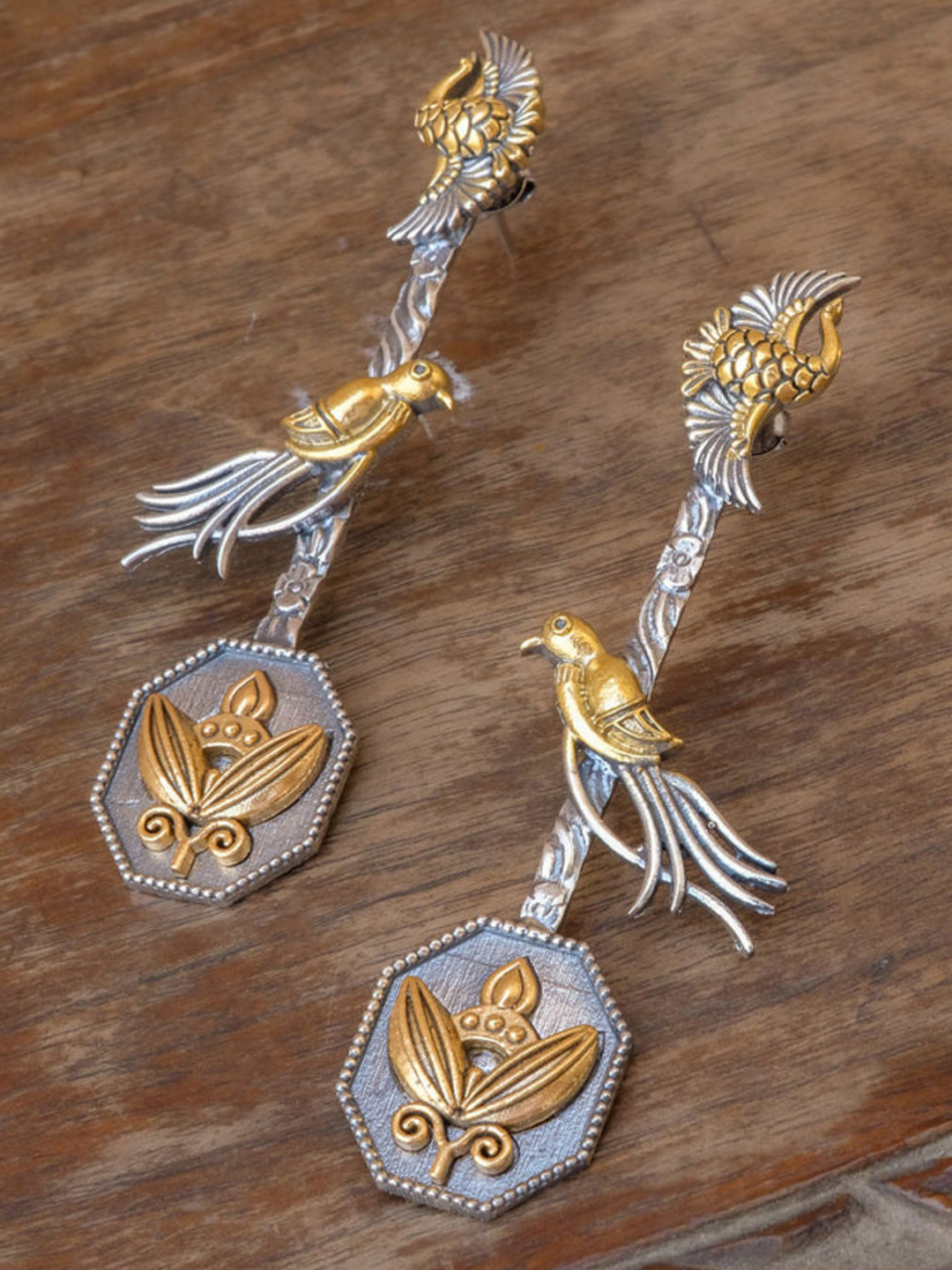 Dulcett Silver Plated Bird Shaped Drop Earrings