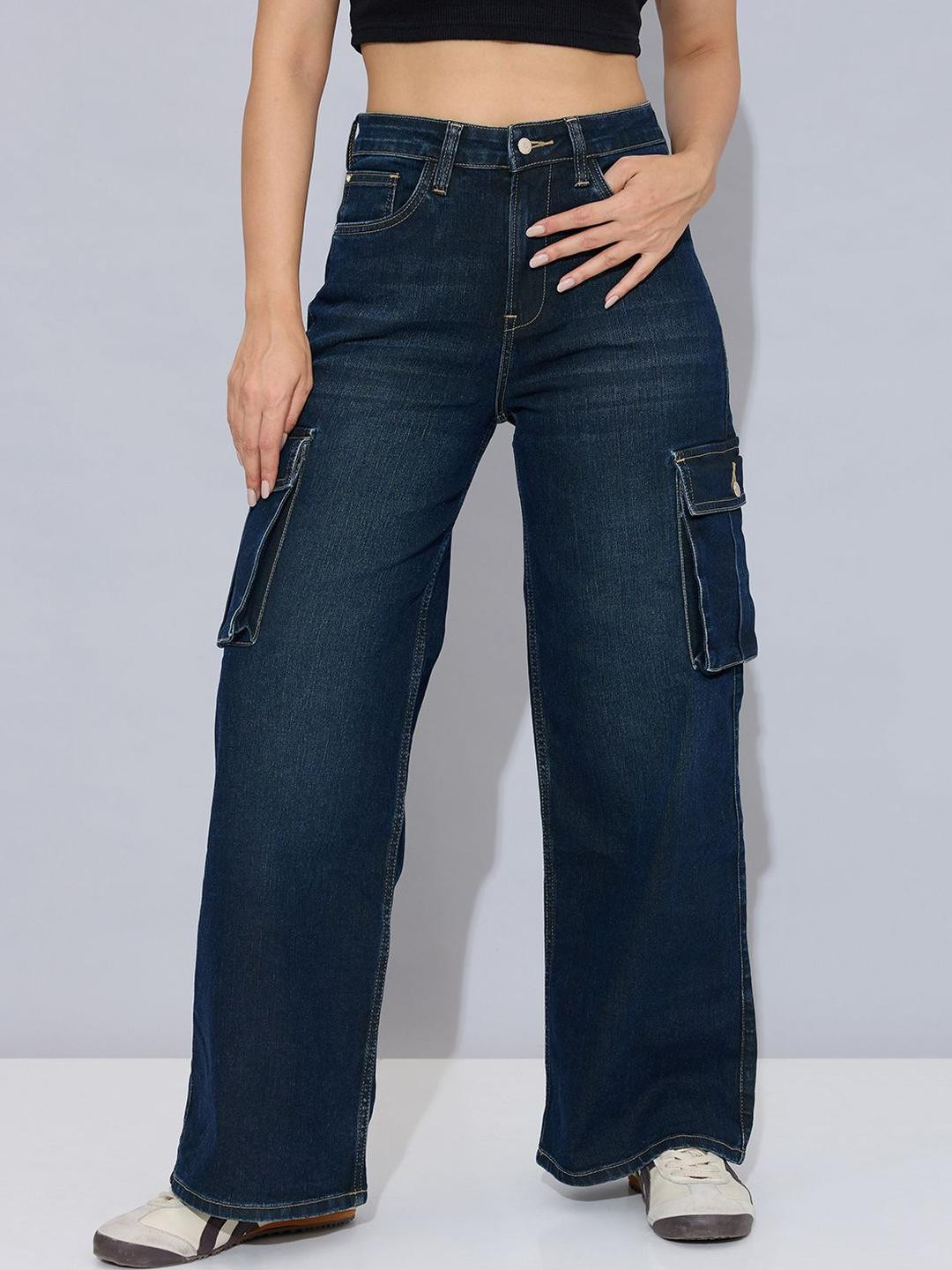 STORMY Jeans Women Wide Leg Clean Look Light Fade Stretchable Jeans