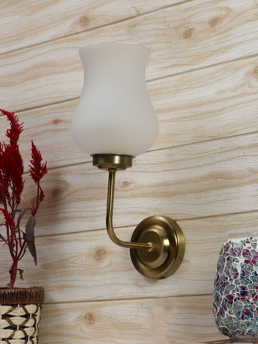 Devansh White & Gold-Toned Bell Shaped Wall Lamp