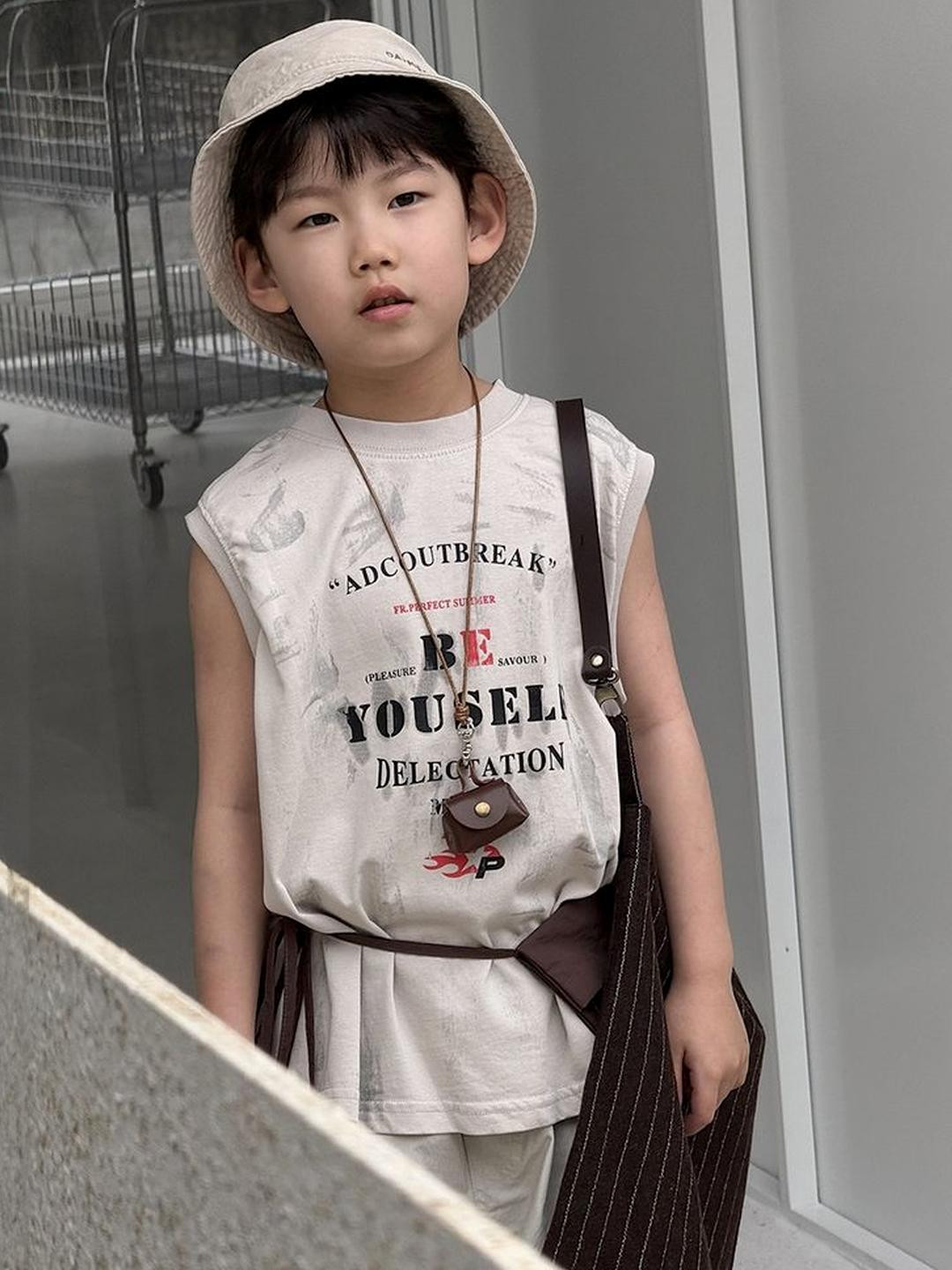 LULU & SKY Kids Round Neck Typography Print Cotton Tshirts