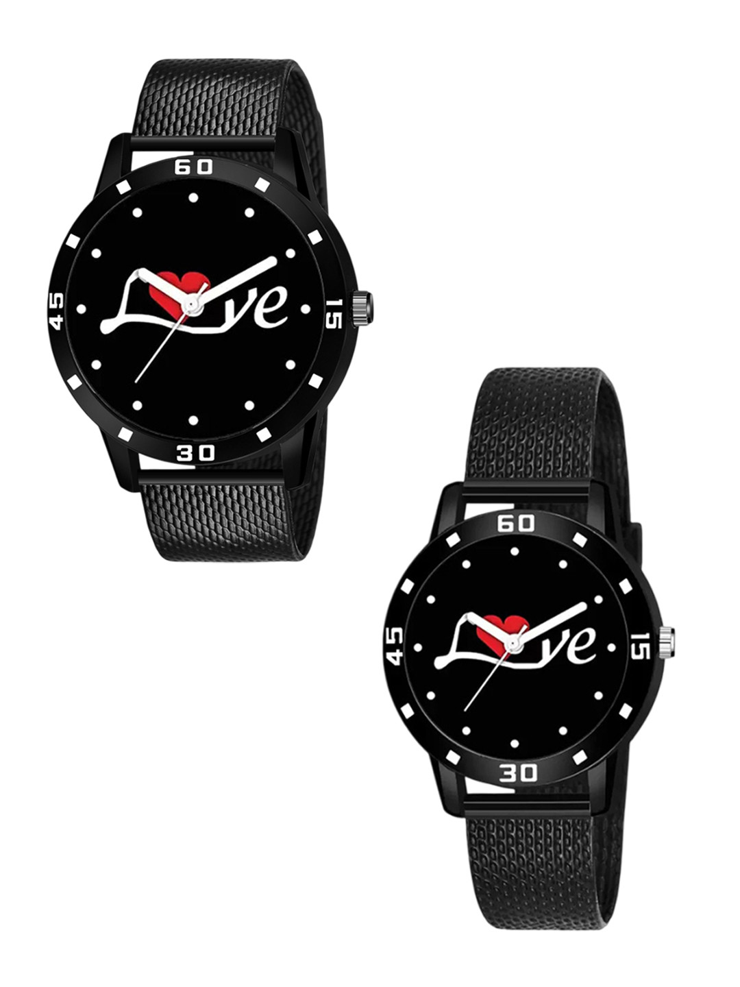 JUST LIKE Unisex Pack Of 2 Printed Analogue Watch Avio Mino Black Sefar Chian