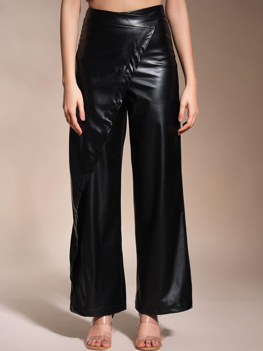 Zastraa Women Relaxed High-Rise Wrap Up Wide Leg Korean Pants