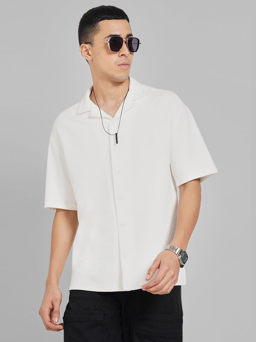 Street 808 by Pantaloons Cuban Collar Relaxed Fit Cotton Casual Shirt