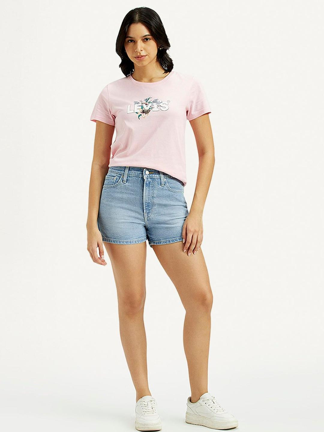 Levis Women Mid Rise Denim Wedgie Shorts