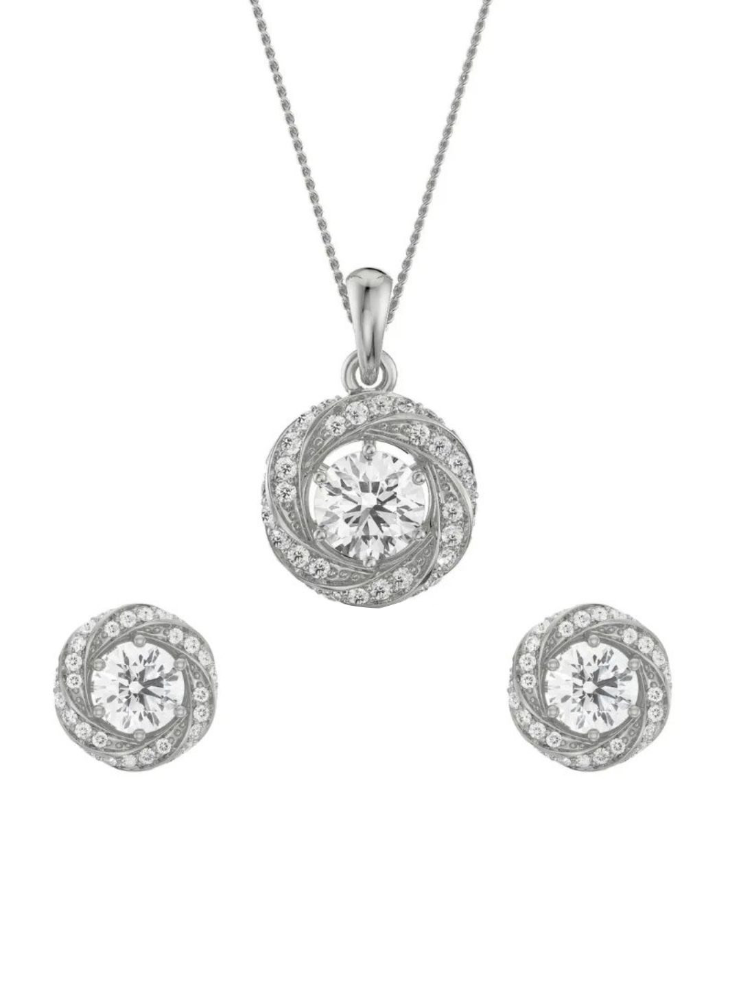 Emori 18KT Gold Diamond-Studded Pendant & Earring