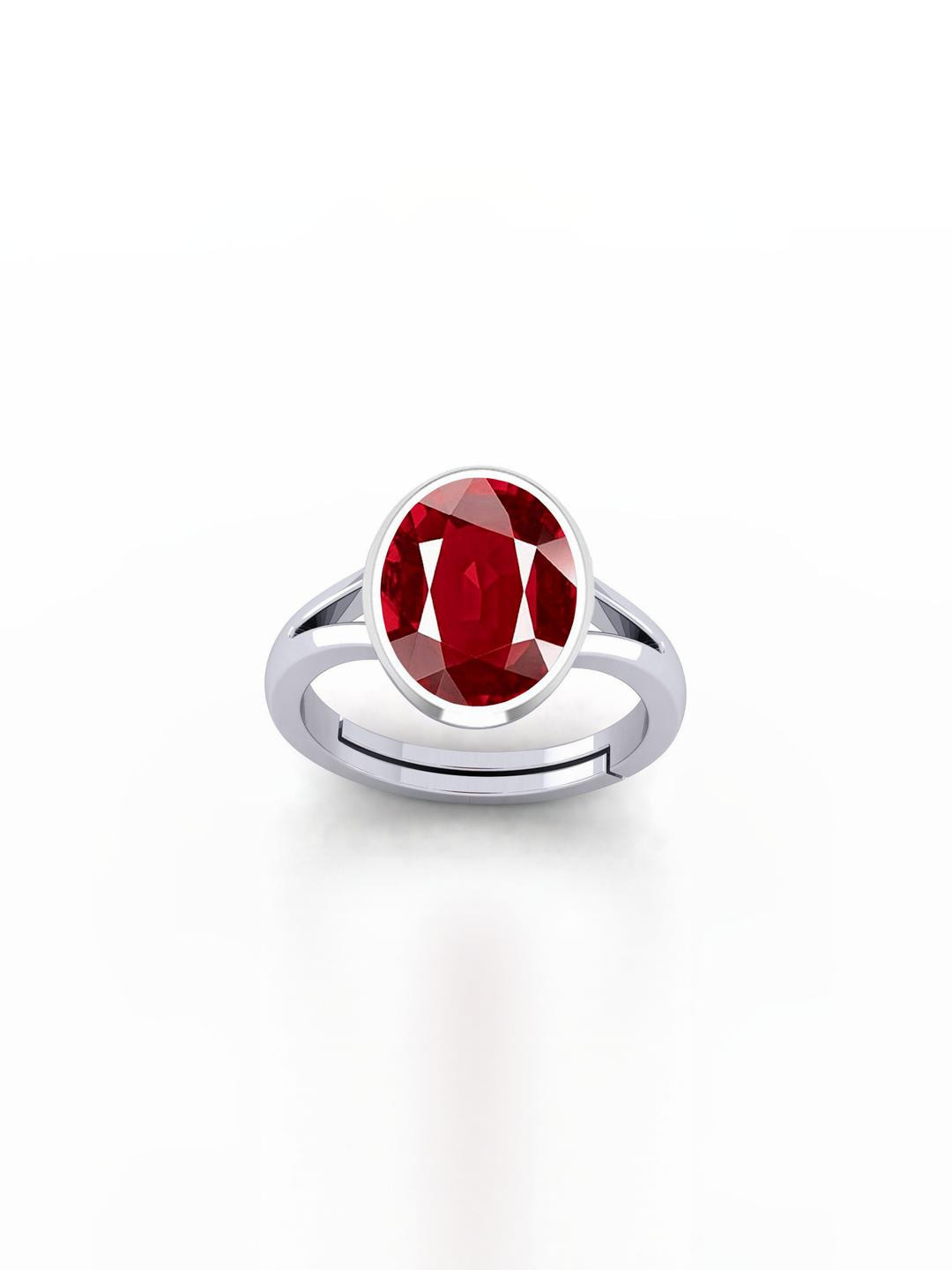 Barmunda gems Men Red Ruby Stone & Silver-Plated Brass Finger Ring