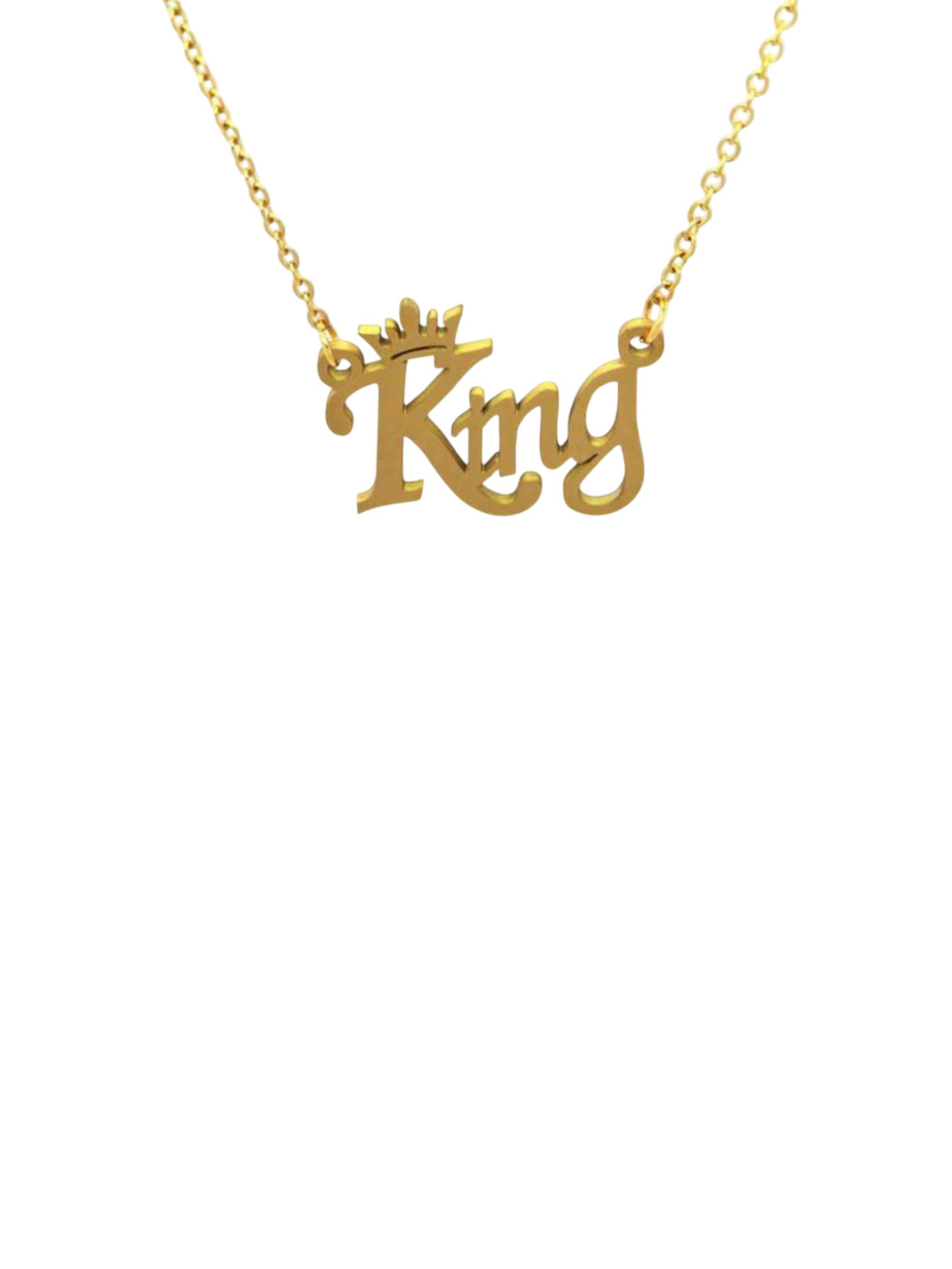 Stylewell Men Stainless Steel Gold-Plated King Name Letter Pendant Necklace With Chain