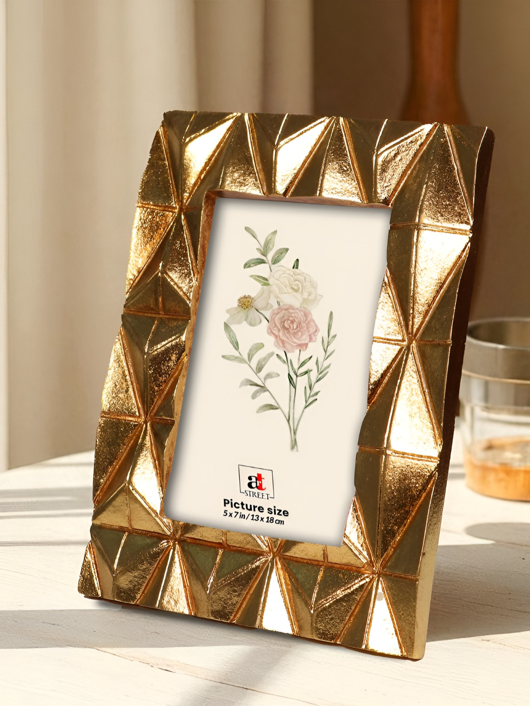 Art Street Golden Geometric Vintage European Style Resin Photo Frame 5x7 Inch