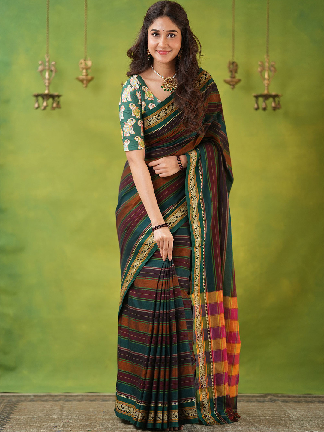 RAAG VARNAM Multi Narayanpet Mercerized Cotton Saree