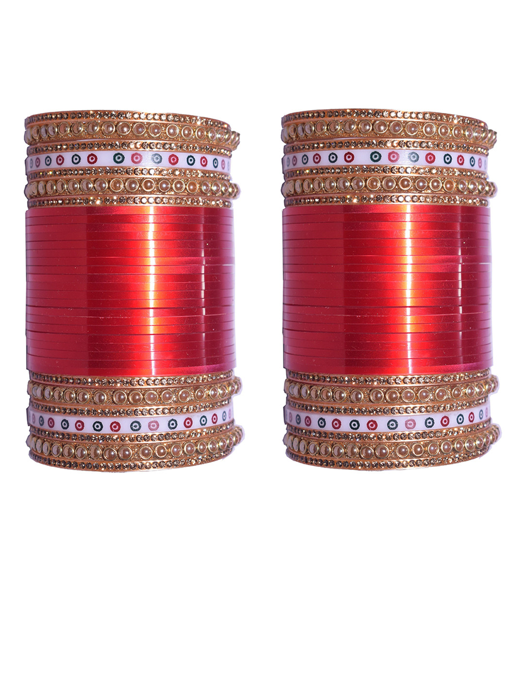 Chura king Set Of 68 Gold-Plated Stoned-Studded Bangles