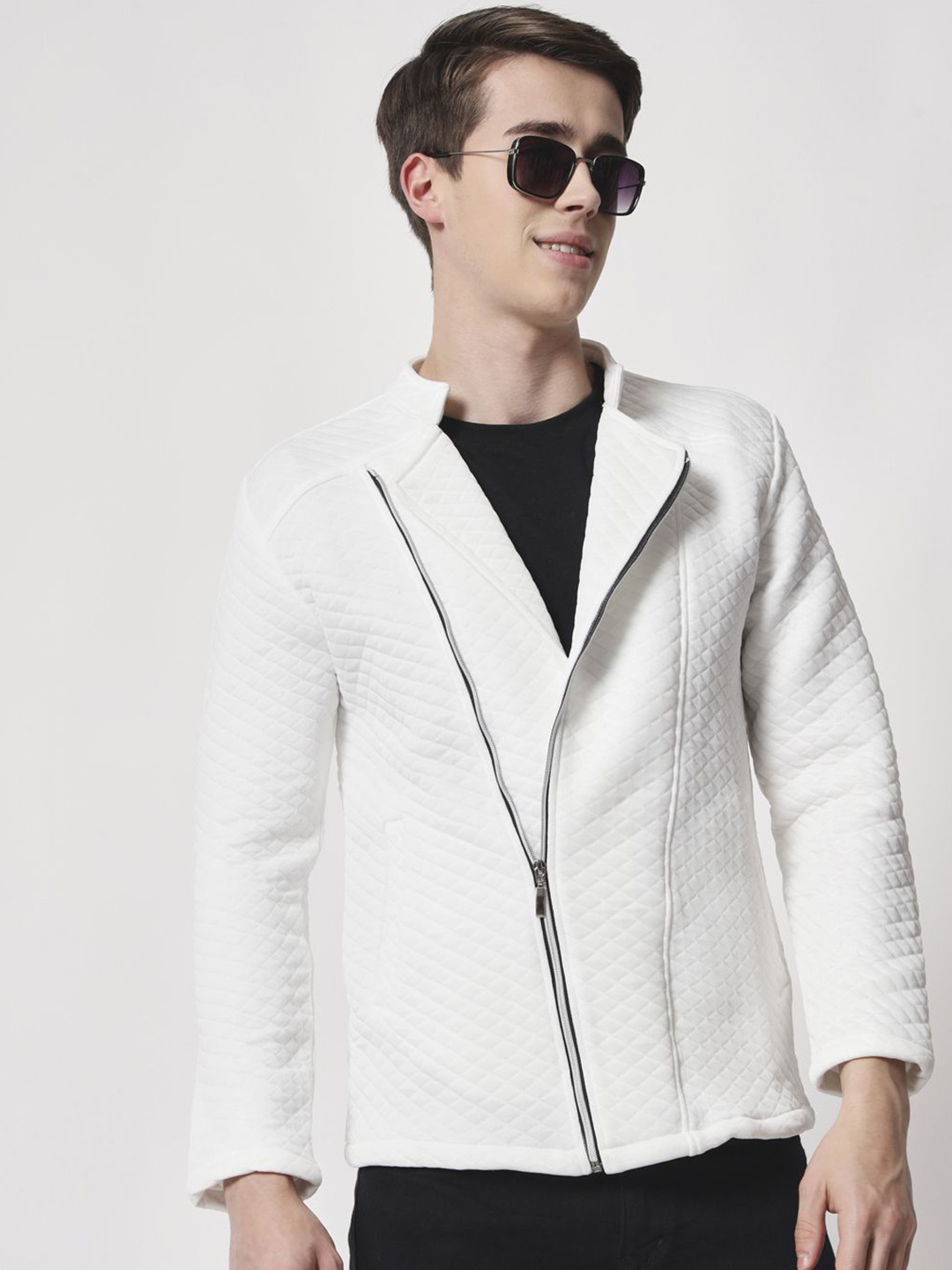 TANDUL Men Lapel Collar Self Design Biker Jacket